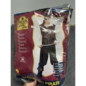 Caribbean Pirate Captain Buccaneer Man Fancy Dress Up Halloween Adult Costume M‎